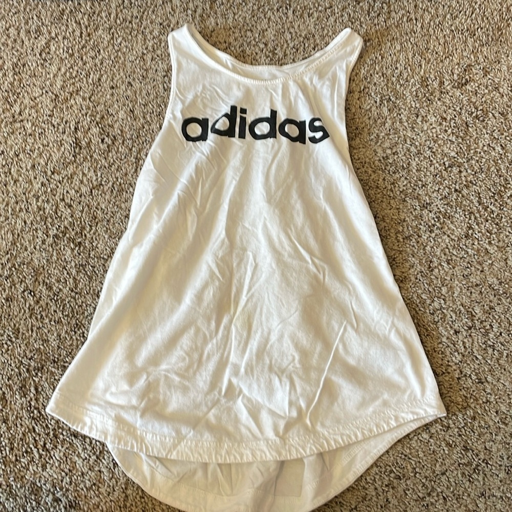 white adidas tank top